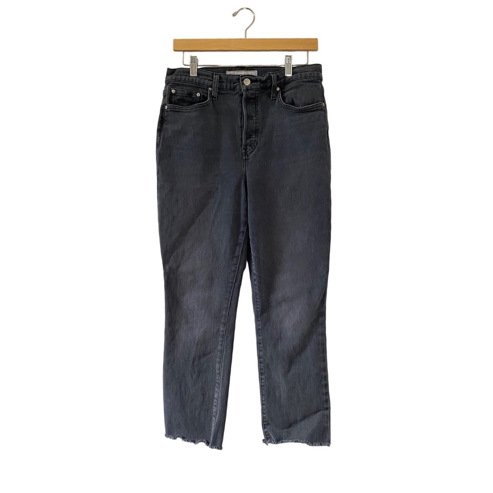 Frank & Eileen Cork Jeans 30 Worn Black High Rise Straight Leg Raw Hem D601